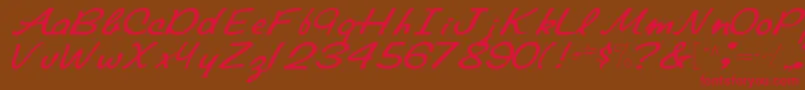 フォントElaineRegularTtnorm – 赤い文字が茶色の背景にあります。