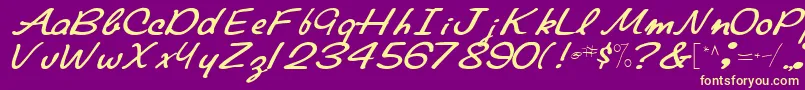 ElaineRegularTtnorm-fontti – keltaiset fontit violetilla taustalla