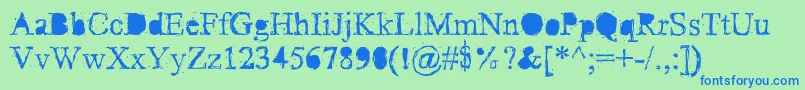 Pud Font – Blue Fonts on Green Background