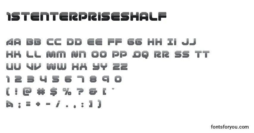 Czcionka 1stenterpriseshalf – alfabet, cyfry, specjalne znaki
