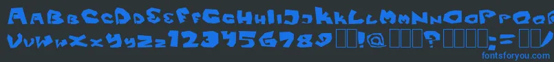 Fitsvamp-Schriftart – Blaue Schriften auf schwarzem Hintergrund