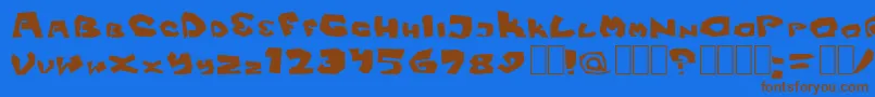 フォントFitsvamp – 茶色の文字が青い背景にあります。