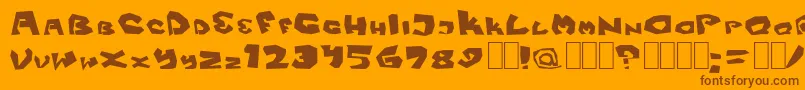 Fitsvamp-Schriftart – Braune Schriften auf orangefarbenem Hintergrund
