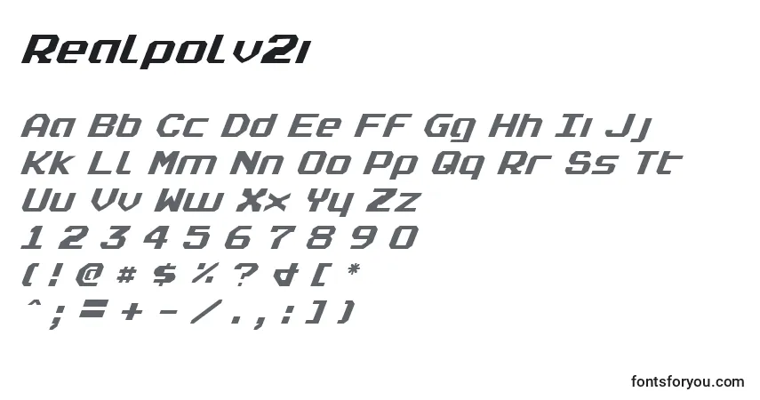 A fonte Realpolv2i – alfabeto, números, caracteres especiais
