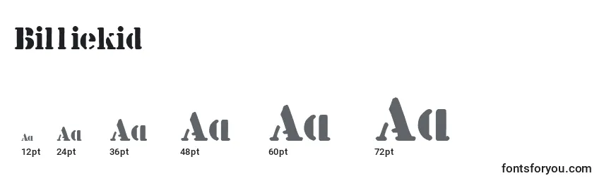 Billiekid Font Sizes