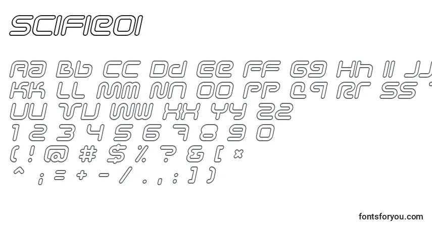 Czcionka Scifieoi – alfabet, cyfry, specjalne znaki