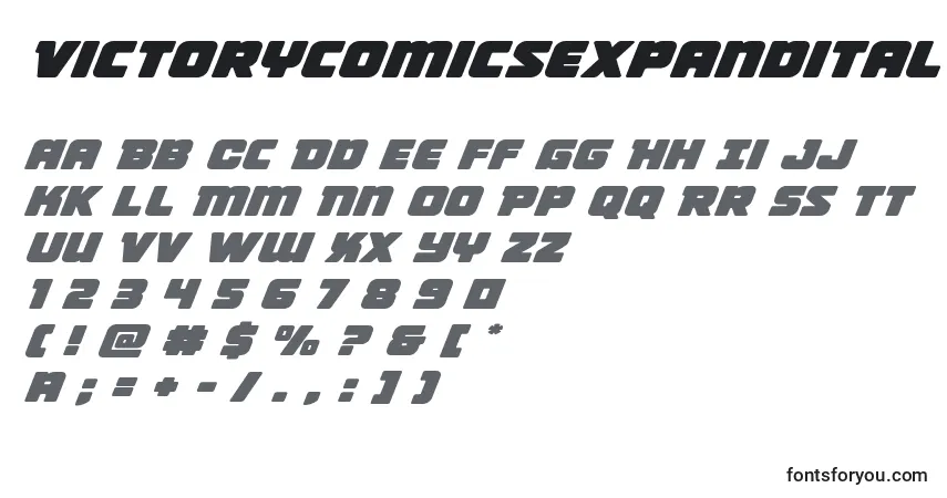Czcionka Victorycomicsexpandital – alfabet, cyfry, specjalne znaki