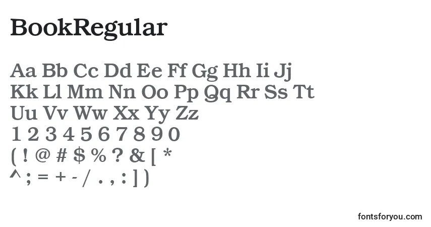Schriftart BookRegular – Alphabet, Zahlen, spezielle Symbole