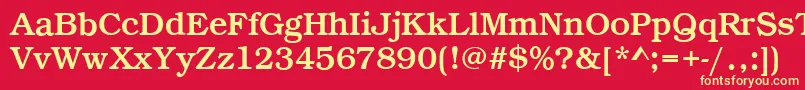 BookRegular-fontti – keltaiset fontit punaisella taustalla