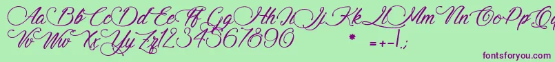 SignatureOfTheAncient Font – Purple Fonts on Green Background