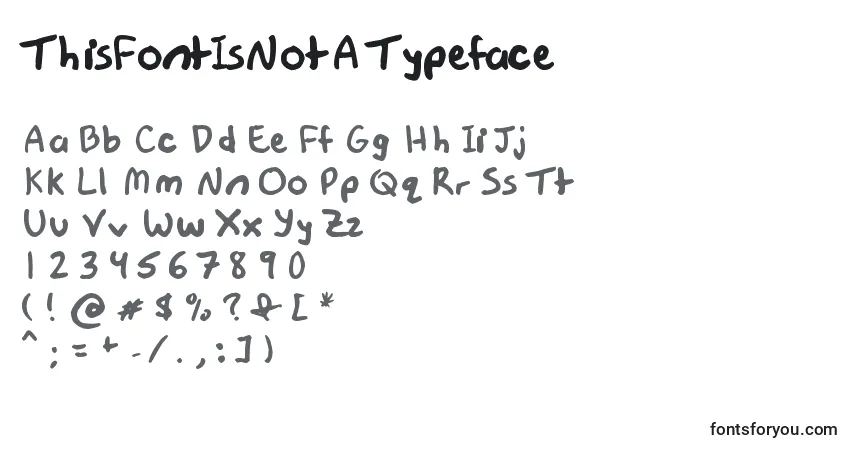 A fonte ThisFontIsNotATypeface – alfabeto, números, caracteres especiais