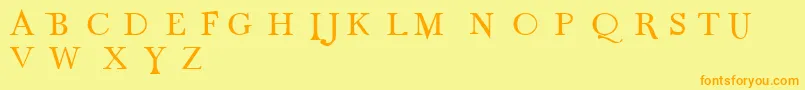 フォントOdnt – オレンジの文字が黄色の背景にあります。