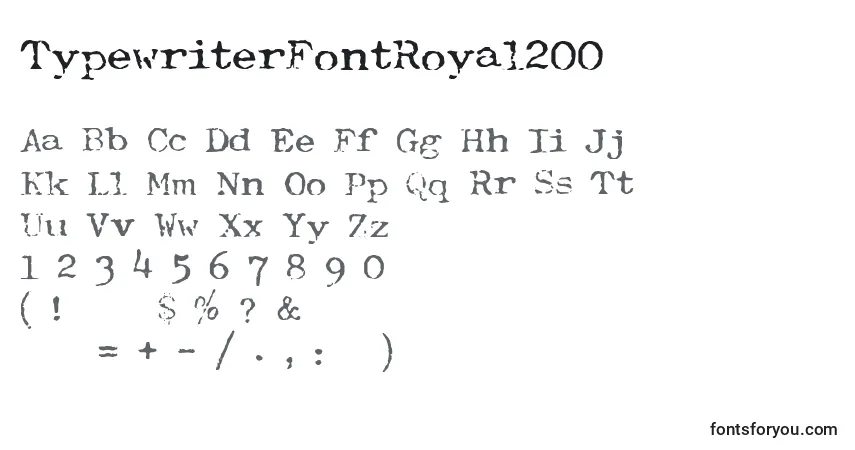 Czcionka TypewriterFontRoyal200 – alfabet, cyfry, specjalne znaki