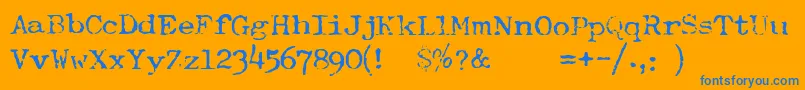 TypewriterFontRoyal200 Font – Blue Fonts on Orange Background