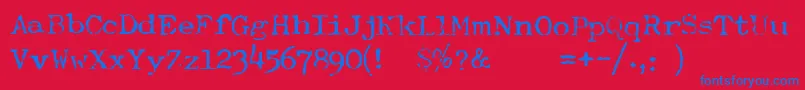 TypewriterFontRoyal200-Schriftart – Blaue Schriften auf rotem Hintergrund