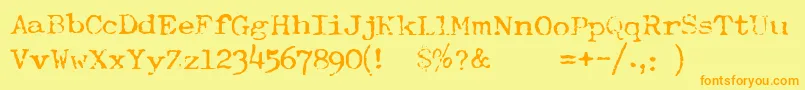 TypewriterFontRoyal200 Font – Orange Fonts on Yellow Background