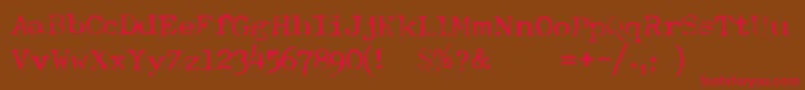 TypewriterFontRoyal200 Font – Red Fonts on Brown Background