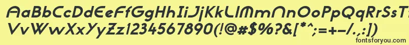 フォントNeogothisadfstdExtrabdoblique – 黒い文字の黄色い背景