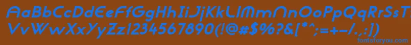 NeogothisadfstdExtrabdoblique-Schriftart – Blaue Schriften auf braunem Hintergrund