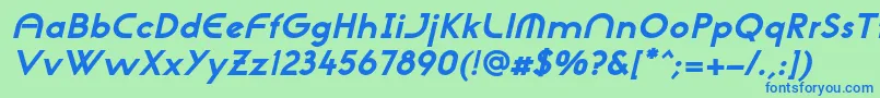Шрифт NeogothisadfstdExtrabdoblique – синие шрифты на зелёном фоне
