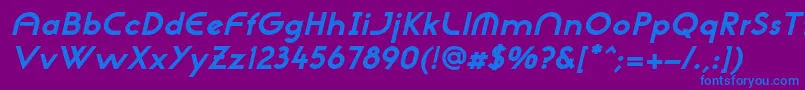 NeogothisadfstdExtrabdoblique-fontti – siniset fontit violetilla taustalla