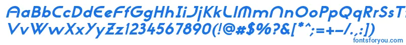 フォントNeogothisadfstdExtrabdoblique – 白い背景に青い文字