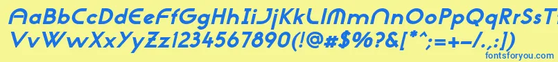 NeogothisadfstdExtrabdoblique-Schriftart – Blaue Schriften auf gelbem Hintergrund