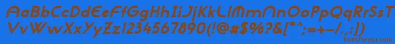 フォントNeogothisadfstdExtrabdoblique – 茶色の文字が青い背景にあります。