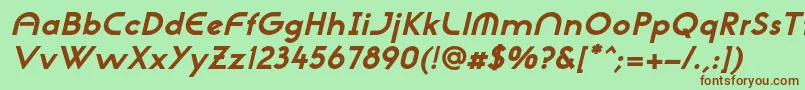 NeogothisadfstdExtrabdoblique-fontti – ruskeat fontit vihreällä taustalla