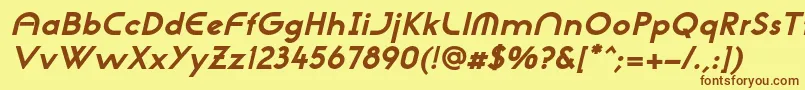 フォントNeogothisadfstdExtrabdoblique – 茶色の文字が黄色の背景にあります。