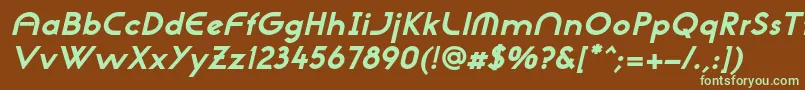 NeogothisadfstdExtrabdoblique-fontti – vihreät fontit ruskealla taustalla