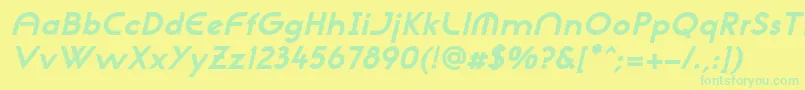 NeogothisadfstdExtrabdoblique Font – Green Fonts on Yellow Background