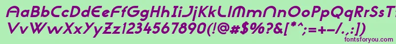 Шрифт NeogothisadfstdExtrabdoblique – фиолетовые шрифты на зелёном фоне