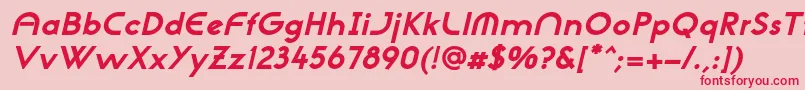 フォントNeogothisadfstdExtrabdoblique – ピンクの背景に赤い文字