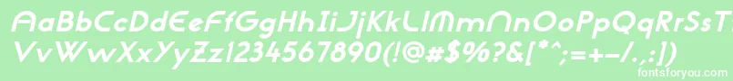 NeogothisadfstdExtrabdoblique-fontti – valkoiset fontit vihreällä taustalla
