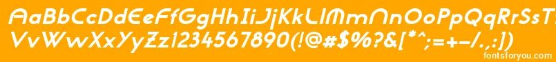 NeogothisadfstdExtrabdoblique-fontti – valkoiset fontit oranssilla taustalla