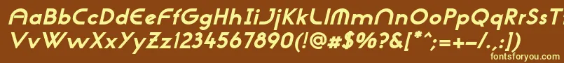 NeogothisadfstdExtrabdoblique-fontti – keltaiset fontit ruskealla taustalla