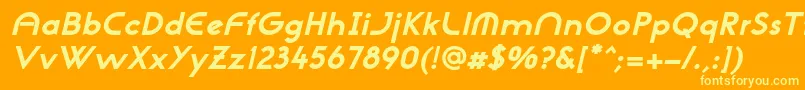 NeogothisadfstdExtrabdoblique-fontti – keltaiset fontit oranssilla taustalla