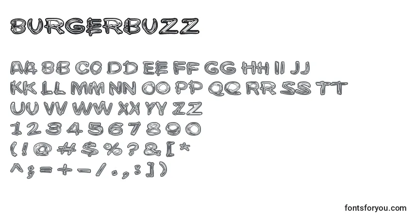Czcionka Burgerbuzz – alfabet, cyfry, specjalne znaki