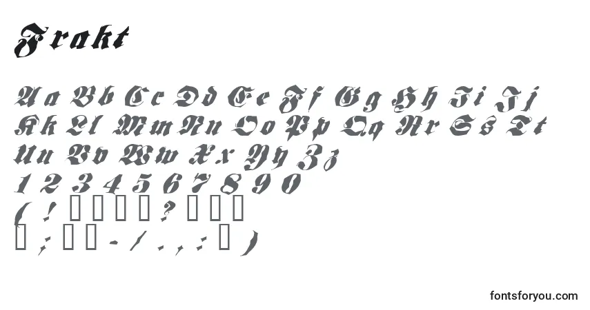 Шрифт Frakt – алфавит, цифры, специальные символы