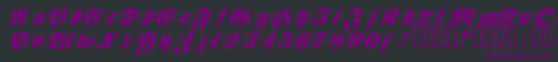 Weitere Informationen zur Frakt-Schriftart Frakt-Schriftart – Violette Schriften auf schwarzem Hintergrund
