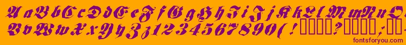 Frakt-Schriftart – Violette Schriften auf orangefarbenem Hintergrund