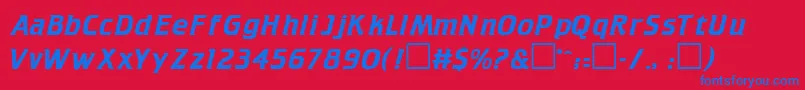 TitlesPlain-Schriftart – Blaue Schriften auf rotem Hintergrund