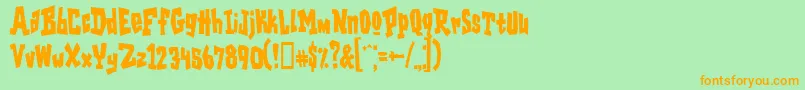 GarageshockcondensedHeavy-Schriftart – Orangefarbene Schriften auf grünem Hintergrund