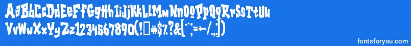 GarageshockcondensedHeavy-Schriftart – Weiße Schriften auf blauem Hintergrund