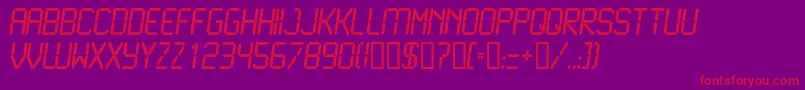 LiquidcrystalNormalitalic-Schriftart – Rote Schriften auf violettem Hintergrund