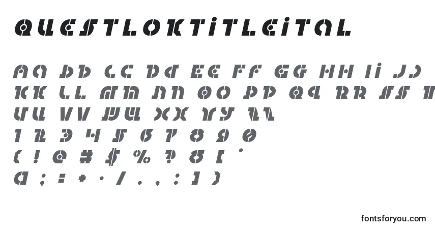 Czcionka Questloktitleital – alfabet, cyfry, specjalne znaki