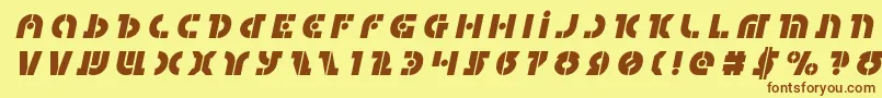 フォントQuestloktitleital – 茶色の文字が黄色の背景にあります。