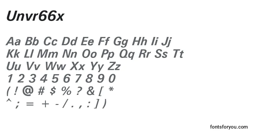 Schriftart Unvr66x – Alphabet, Zahlen, spezielle Symbole