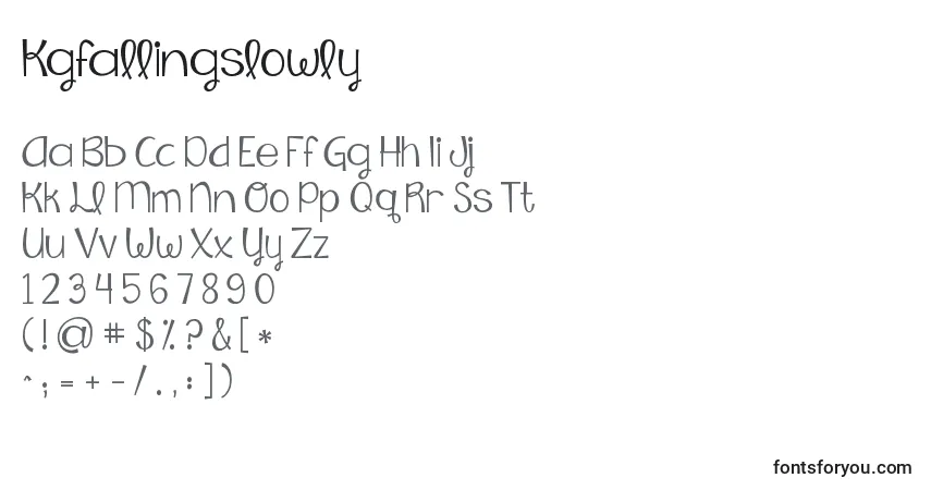 Czcionka Kgfallingslowly – alfabet, cyfry, specjalne znaki